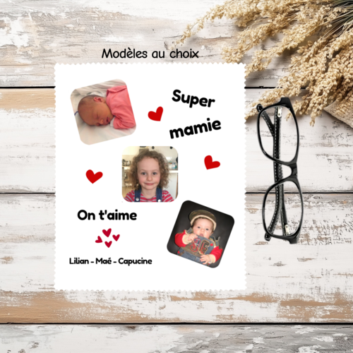 Essuie-lunettes personnalisé photo – cadeau original fête des mamans, papy, mamie, papa