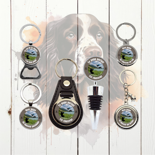 Porte-clés papa chasseur –  idée cadeau fête des pères - le roi de la chasse