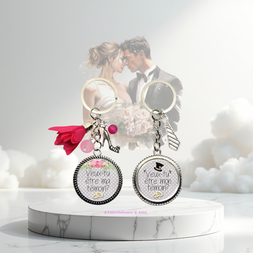 Porte-clés demande de témoin – cadeau annonce mariage