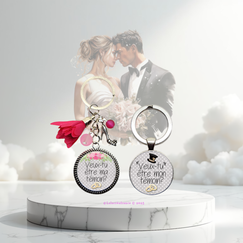 Porte-clés demande de témoin – cadeau annonce mariage