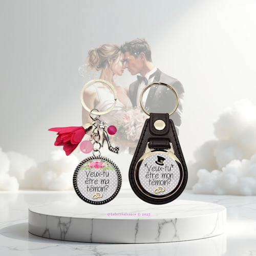 Porte-clés demande de témoin – cadeau annonce mariage