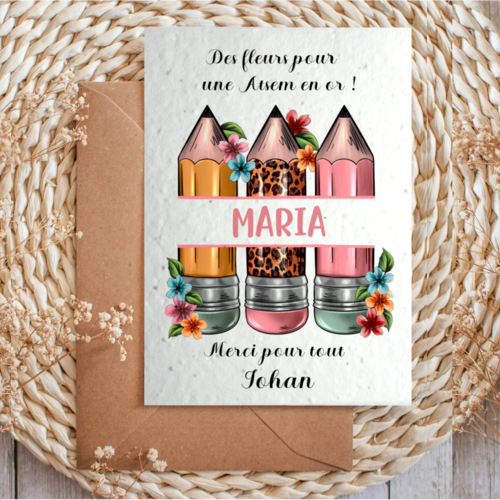 Carte à planter personnalisée – cadeau atsem