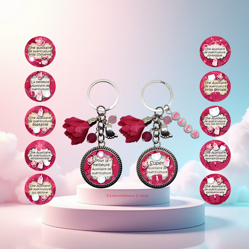 Porte-clés personnalisé auxiliaire de puériculture – cadeau original crèche