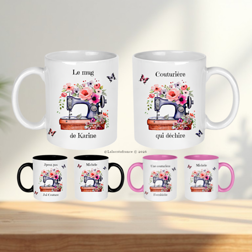 Mug couturière personnalisé prénom – tasse couture cadeau femme