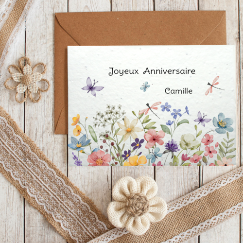 Carte anniversaire à planter personnalisée – carte graines écologique