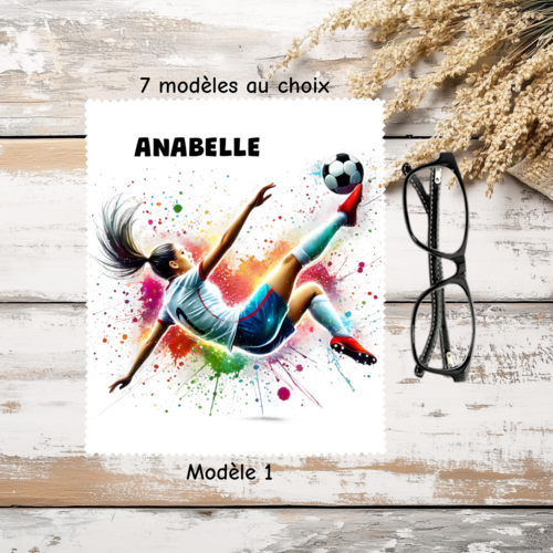 Essuie lunettes football personnalisé – gardienne de but ou coach – cadeau sportif féminin avec prénom