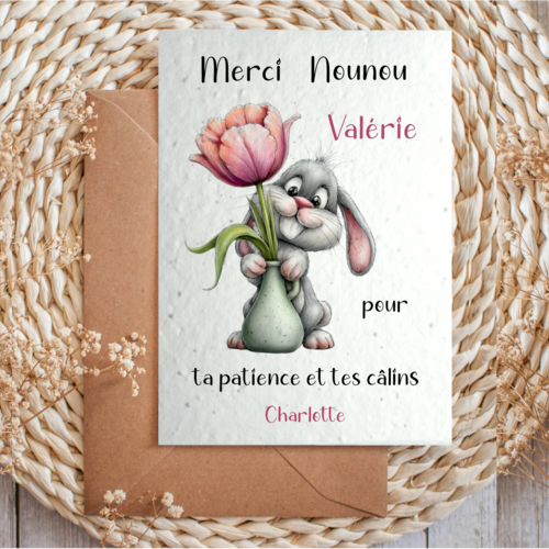 Carte à planter personnalisée nounou  – cadeau de remerciement