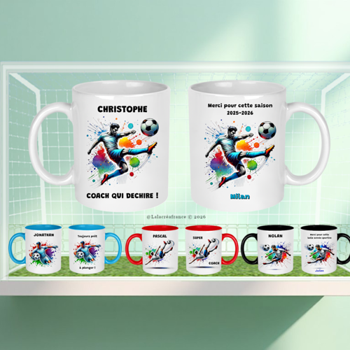 Mug coach de foot personnalisé – cadeau entraîneur football & gardien – tasse avec prénom
