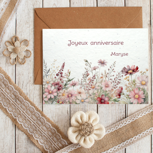 Carte à planter joyeux anniversaire – carte graines personnalisée