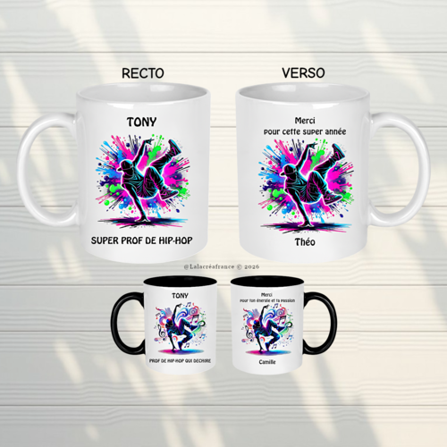 Mug prof de hip hop personnalisé – cadeau original professeur danse urbaine