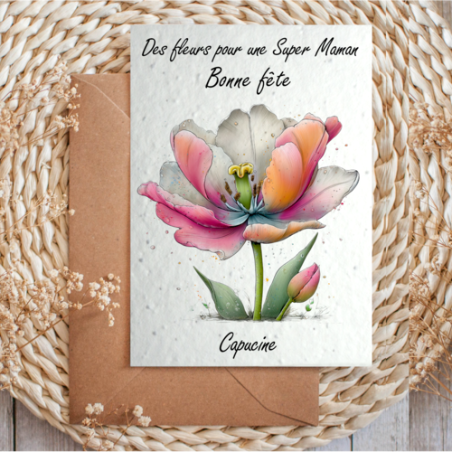 Carte à planter maman | cadeau fête des mères original | carte ensemencée personnalisable