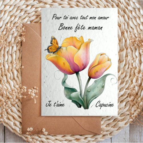 Carte à planter maman | cadeau fête des mères original | carte ensemencée personnalisable