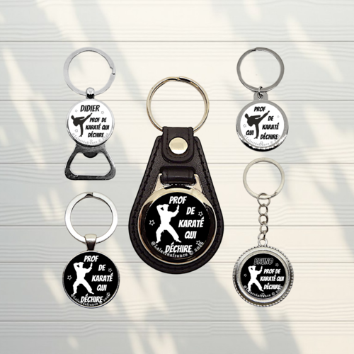 Porte-clés karaté personnalisé – cadeau professeur / sensei – idée cadeau coach sport