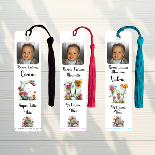 Marque-page métal personnalisé avec photo – cadeau maman mamie marraine