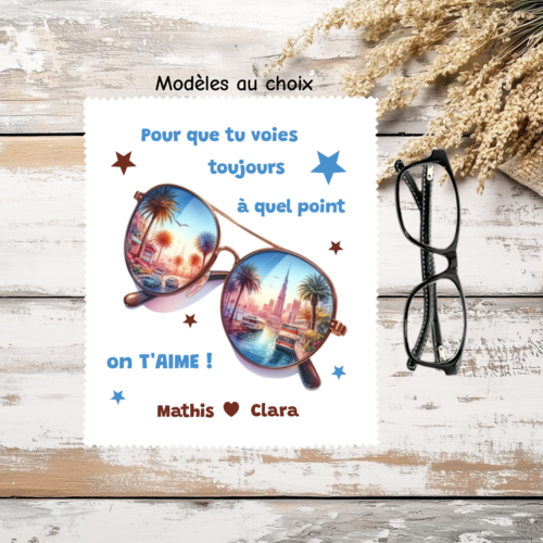 Essuie lunettes personnalisé papa – chiffon microfibre personnalisé – cadeau fête des pères – cadeau papa original