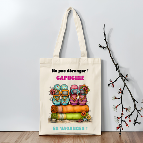 Tote bag personnalisé vacances – sac personnalisé prénom, tote bag femme original été