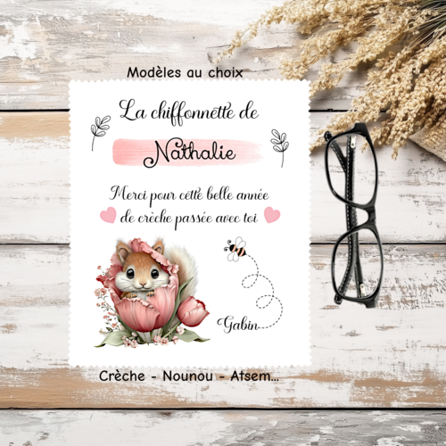 Essuie lunettes nounou personnalisé | cadeau atsem | cadeau auxiliaire de crèche | fin d’année