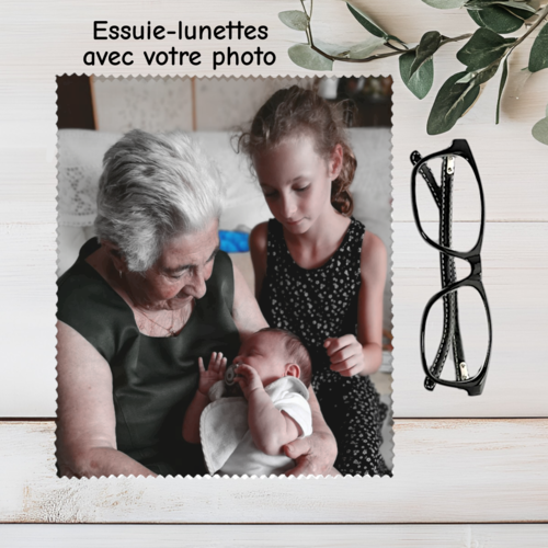 Essuie lunettes personnalisé avec votre photo - chiffon microfibre 15 x 18 cm, idée cadeau originale