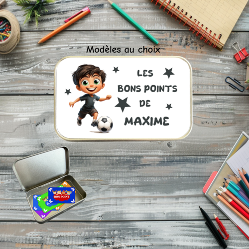 Boîte à bons points personnalisée football fille ou garçon – boîte de récompenses avec prénom pour enfant