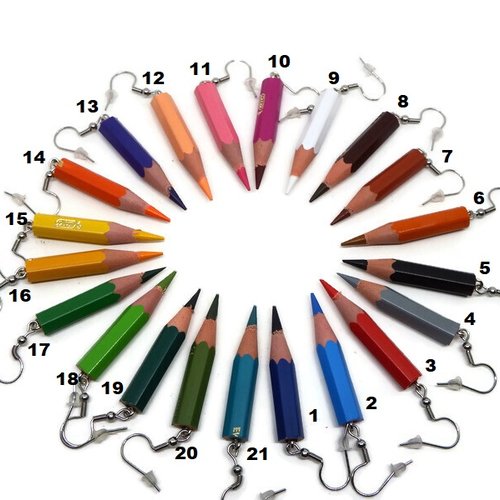 Boucles d'oreilles crayons de couleur au choix cadeau maîtresse - cadeau atsem, avs
