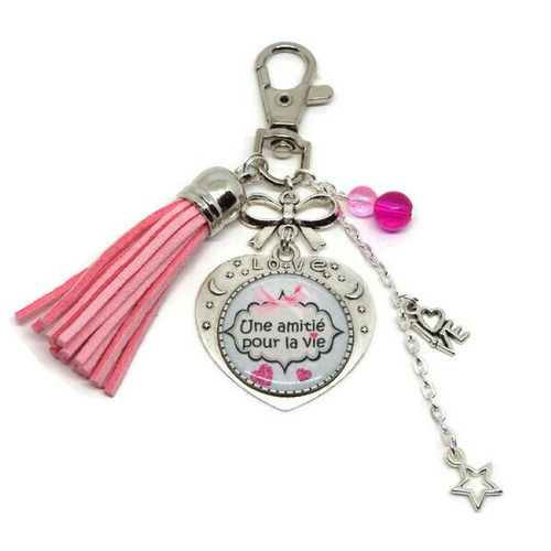 Porte clés amie, amitié, cadeau copine, "une amitié pour la vie"