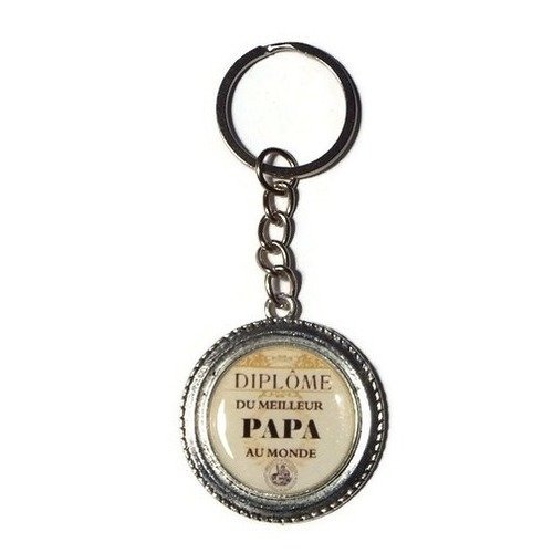 Porte clés papa, cadeau papa, "diplôme du meilleur papa au monde" - fête des pères