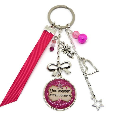 Porte clés maman, cadeau maman, "une maman exceptionnelle", fête des mères