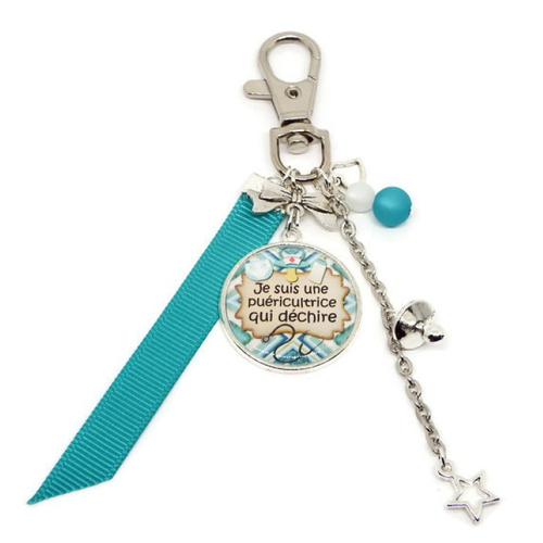Porte-clés puéricultrice, cadeau puéricultrice, "je suis une puéricultrice qui déchire"