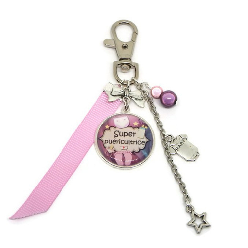 Porte-clés puéricultrice, cadeau puéricultrice, "super puéricultrice"