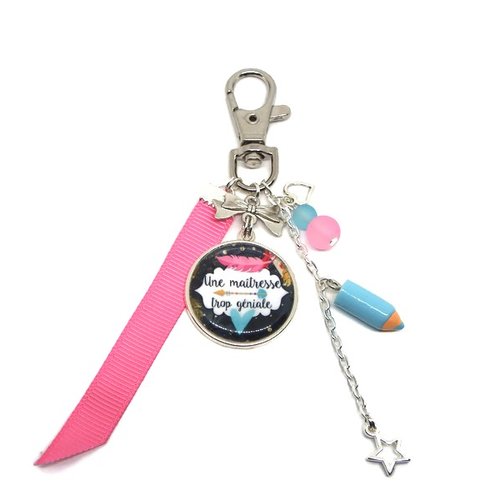 Porte clés maîtresse, cadeau maitresse, "une maîtresse trop géniale"