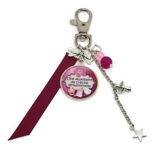 Porte clés auxiliaire de crèche, cadeau auxiliaire de crèche, "une auxiliaire de crèche sensationnelle"