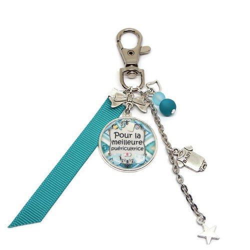 Porte clés puéricultrice, cadeau puéricultrice, "pour la meilleure puéricultrice"