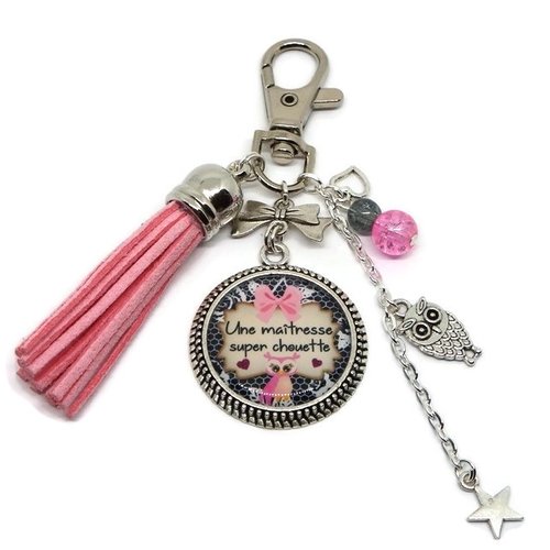 Porte clés maîtresse, cadeau maitresse "une maîtresse super chouette"