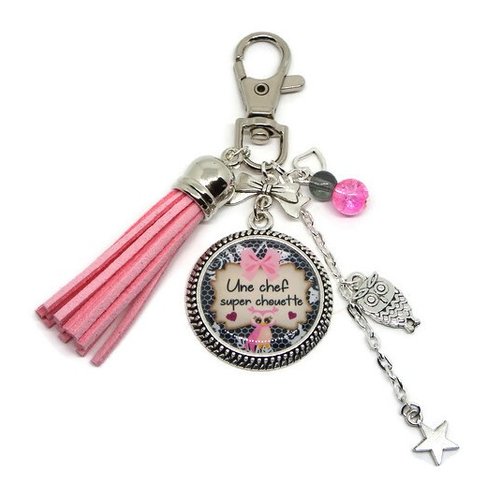 Porte clés chef, collègue, cadeau collègue - chef "une chef super chouette"