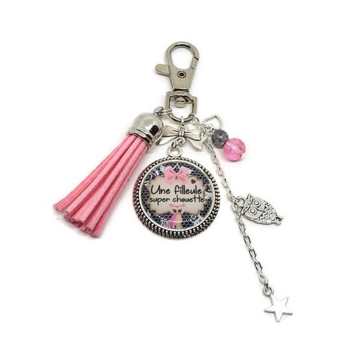 Porte clés filleule, cadeau filleule, "une filleule super chouette"