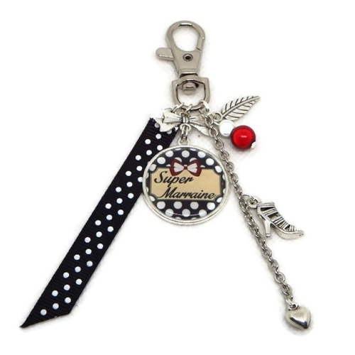 Porte clés marraine, cadeau marraine, "super marraine"