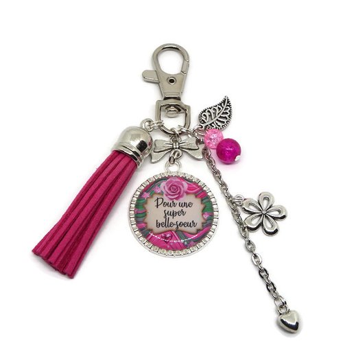 Porte clés belle-soeur, cadeau belle-sœur, "pour une super belle-soeur"