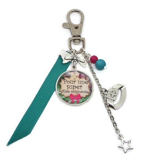 Porte-clés aide soignante, cadeau aide soignante, "pour une super aide soignante"