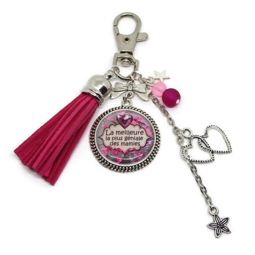 Porte clés mamie, cadeau mamie, "la meilleure, la plus géniale des mamies"