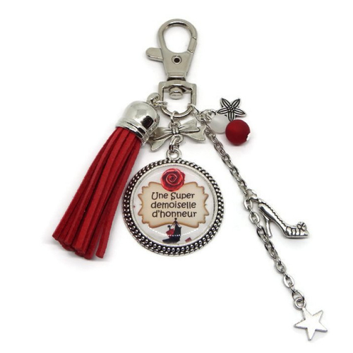 Porte clés demoiselle d'honneur, cadeau demoiselle d'honneur, "une super demoiselle d'honneur"