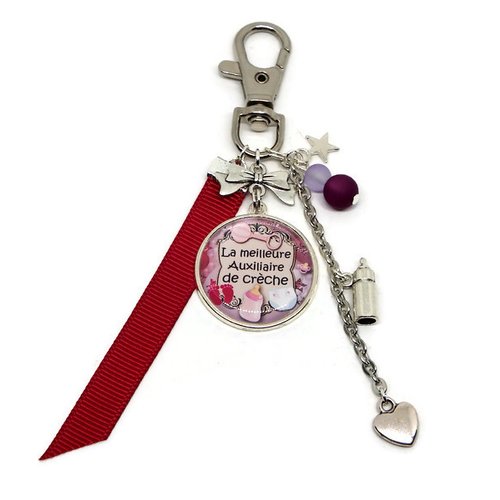 Porte clés auxiliaire de crèche, cadeau auxiliaire de crèche, "la meilleure auxiliaire de crèche"