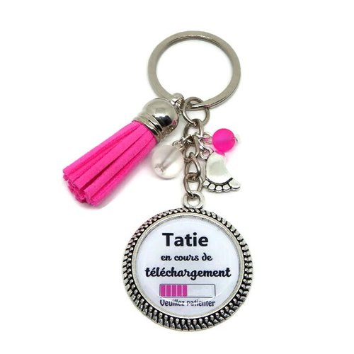 Porte clés tatie, cadeau future tatie, "tatie en cours de téléchargement veuillez patienter", annonce grossesse