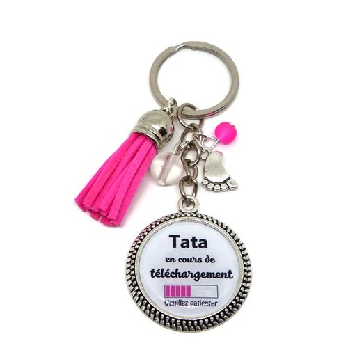 Porte clés tata, cadeau future tata, "tata en cours de téléchargement veuillez patienter", annonce grossesse