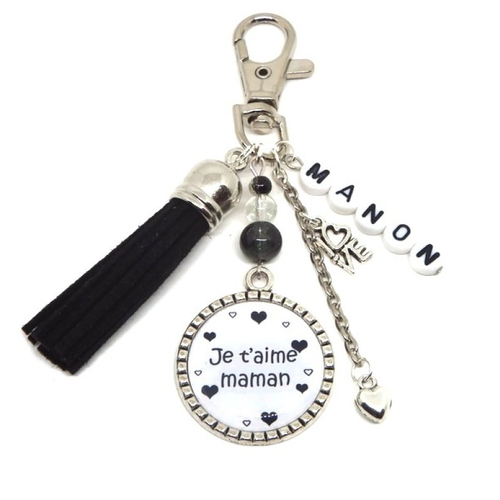 Votre prénom, porte clés maman, "je t'aime maman", porte clés personnalisable lettre prénom