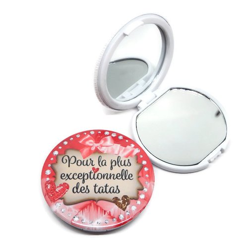 Miroir de poche tata, "pour la plus exceptionnelle des tatas", ou miroir de sac, avec boîte cadeau et pochette en velours inclus