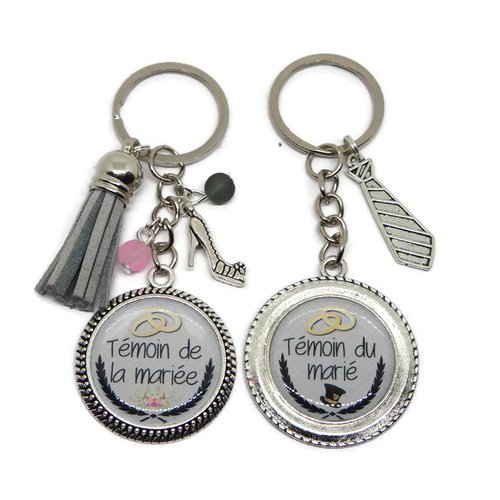 Porte clés duo témoin mariage, "témoin de la mariée", "témoin du marié", cadeau mariage