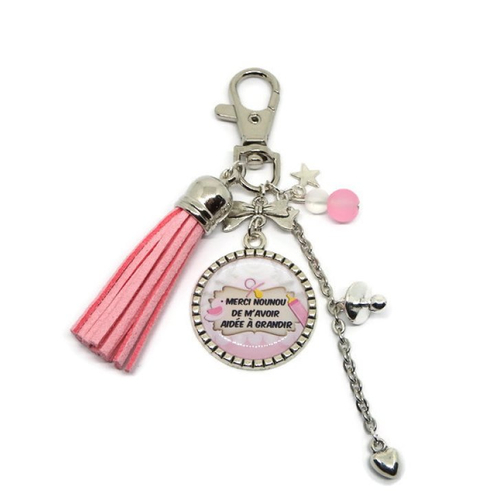 Porte clés nounou, "merci nounou de m'avoir aidée à grandir", cadeau nounou