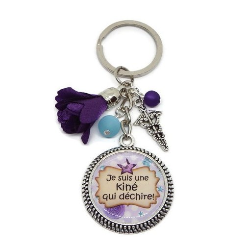 Porte clés kinésithérapeute, cadeau kinésithérapeute, "je suis une kiné qui déchire"