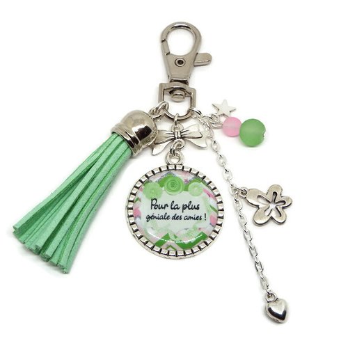 Porte clés amie, cadeau amie, "pour la plus géniale des amies"