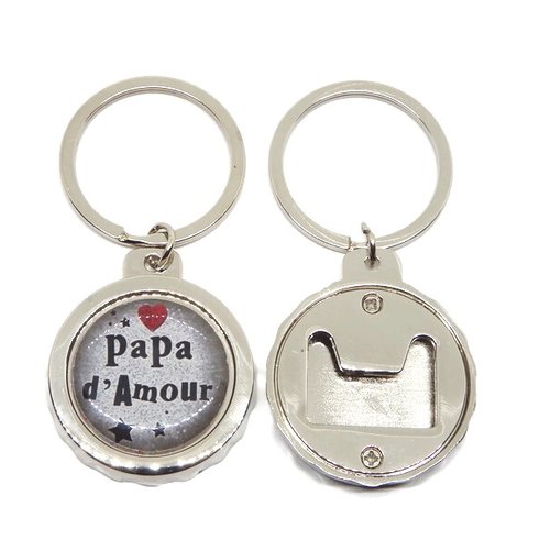 Porte clés décapsuleur papa, cadeau papa, "papa d'amour", cadeau fête des pères